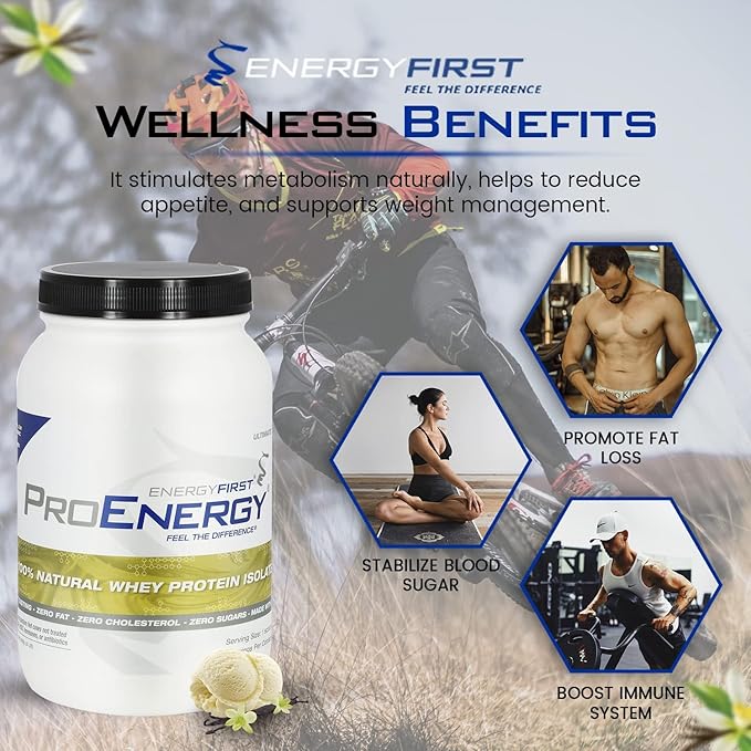 EnergyFirst Vanilla Whey Protein Isolate - Grass Pasture Fed, Zero Lactose, Gluten-Free, All-Natural | Sugar-Free Shake for Keto & Recovery, 2lb