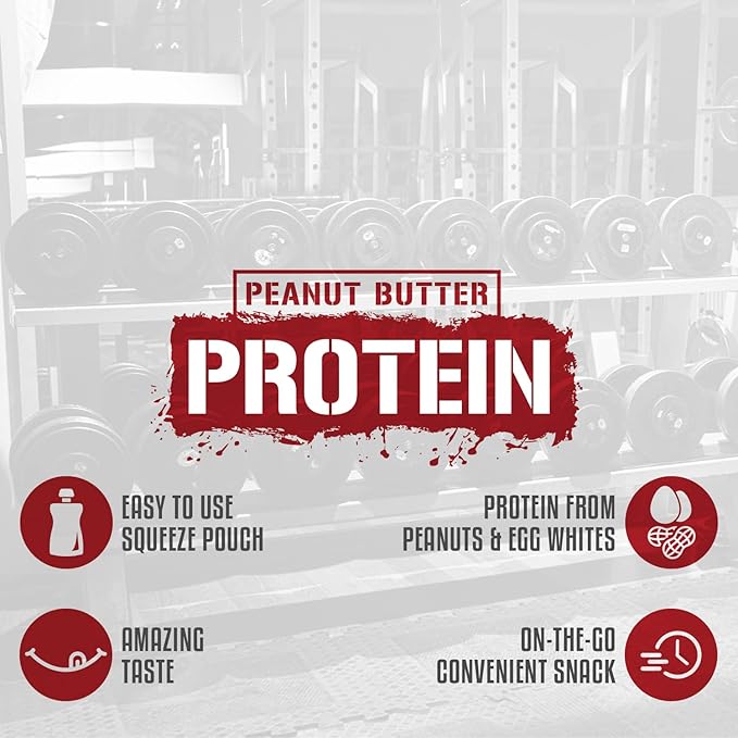Rich Piana 5% Nutrition Snack Time | Squeezable Protein Shots | High Protein Snack Pouches | Convenient, Real Food Protein from Peanuts & Egg Whites | 10-Count (Peanut Butter)