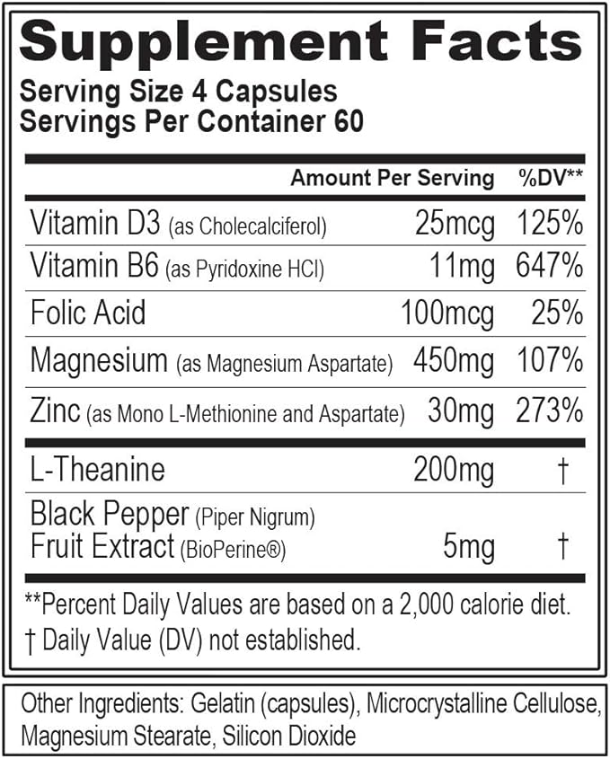 Magnesium and Zinc Post Workout Supplement - ZMatrix Zinc Magnesium Aspartate Muscle Recovery Supplement for Sleep Support and Muscle Health - EVL Post Workout Recovery Bodybuilding Supplement