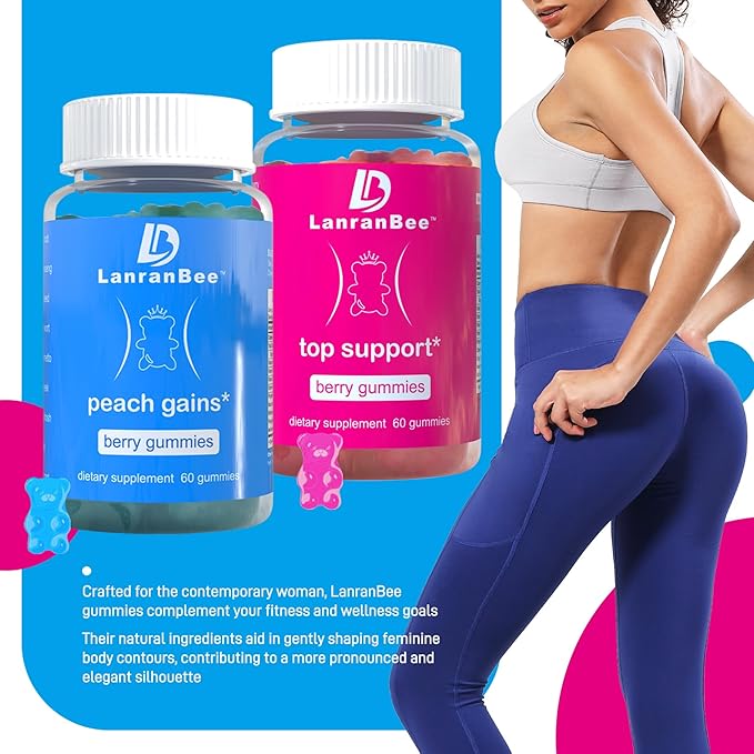 Booty Gummies & Chest Surpport Gummies for Women | Workout Enhancement | Vitamins for Women | Essential Herbs | Multivitamins |Berry Flavored |Womens Fitness Supplement