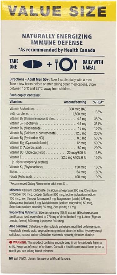 Jamieson 100% Complete Multivitamin for Men 50+, 150 caplets
