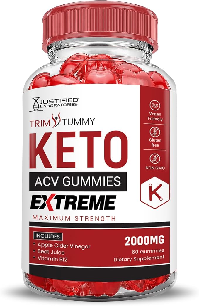 Trim Tummy Keto ACV Gummies Extreme 2000MG Trim Tummy Keto Gummies Apple Cider Vinegar Formulated with Pomegranate Beet Juice Powder B12 Vegan Non GMO 60 Gummys