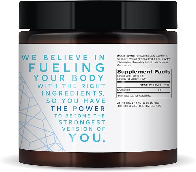 Dr. Mercola Pure Power L-Glutamine, Unflavored, 17.6 oz (500 g), 100 Servings (1 Jar), 5 g Per Serving, Non-GMO, NSF Certified for Sport