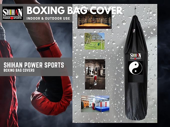 SHIHAN Power Sports Boxing Bag Cover YIN YANG Waterproof 5-6ft & 24inch Diameter Large Punch Outdoor Protection for Your, Ideal freestanding Bags, Black