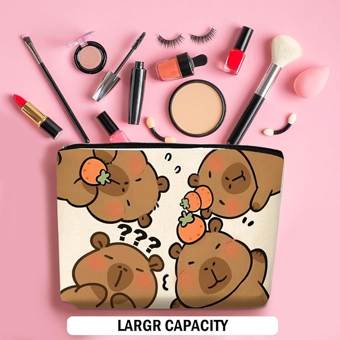 Capybara Makeup Bag, Capybara Gifts for Women, Capybara Lovers Cosmetic Bag Travel Organizer Bags Makeup Pouch, Capybara Stuff Animal Lovers Gifts for Girls Girlfriend Christmas birthday Gifts