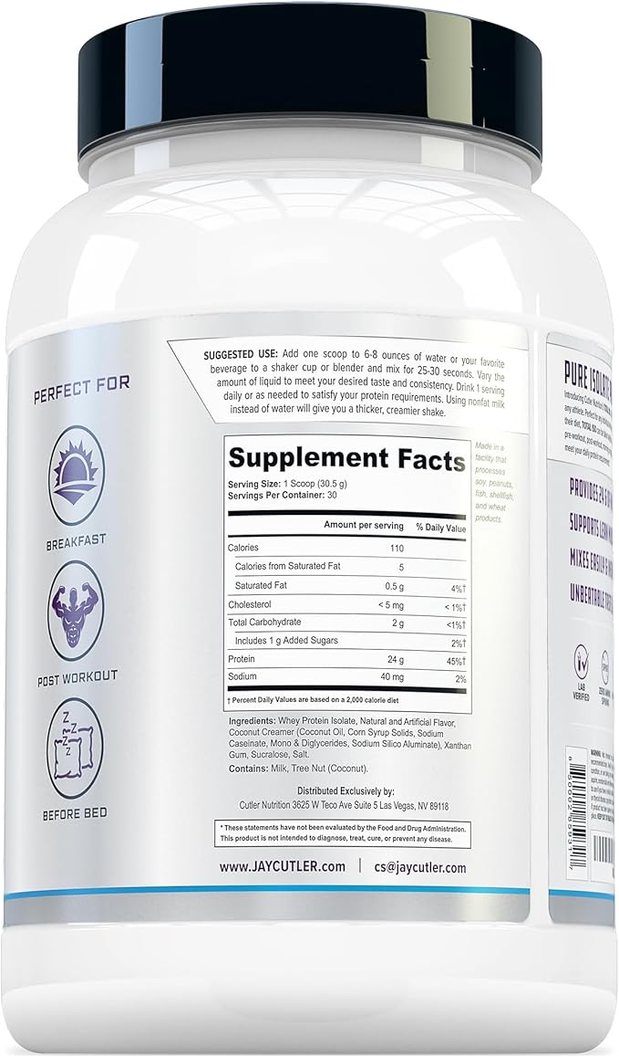 Cutler Nutrition Total ISO Whey Isolate Protein Powder: Best Tasting Whey Protein Shake, 100% Whey Protein Isolate, Perfect Post Workout Protein Powder Mix, Marshmallow Rice Cereal, 2 Pounds