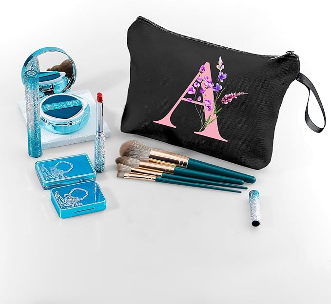 SEAMOON Women Birthday Unique Maid of Honor Friendship Gifts for Women Sister Bridesmaid Bride Personalized Travel Makeup Cosmetic Bag with Mirror Valentines Mothers Day Christmas Graduation A