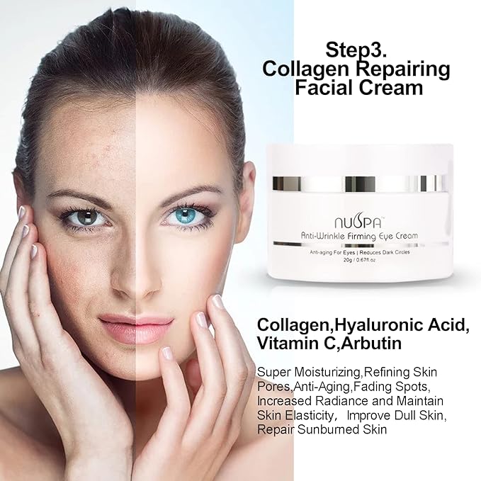 Skin Care Sets Overnight Nourishing Face Cream, Under Eye Cream, Face Wash Collagen Moisturizer with Hyaluronic Acid, Amino Acid, Vitamin E Hydrating for Dry Skin with Gift Tote Bag for Women ,Men