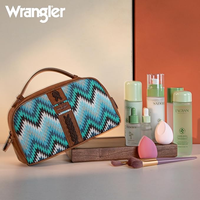 Wrangler Makeup Pouch Bag Mini Western Toiletry Purse Cosmetic Organizer Paisley Travel Pouch for Women