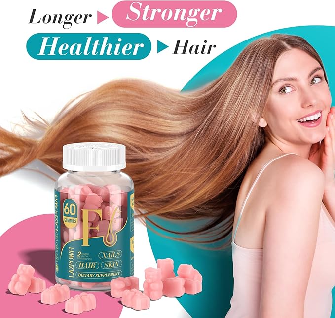 Biotin Gummies -Hair Skin and Nails Vitamins for Men & Women, Vegan Vitamin B7, Supports Hair Growth and Stronger Nails,30 Day Supply - Raspberry-60 Count