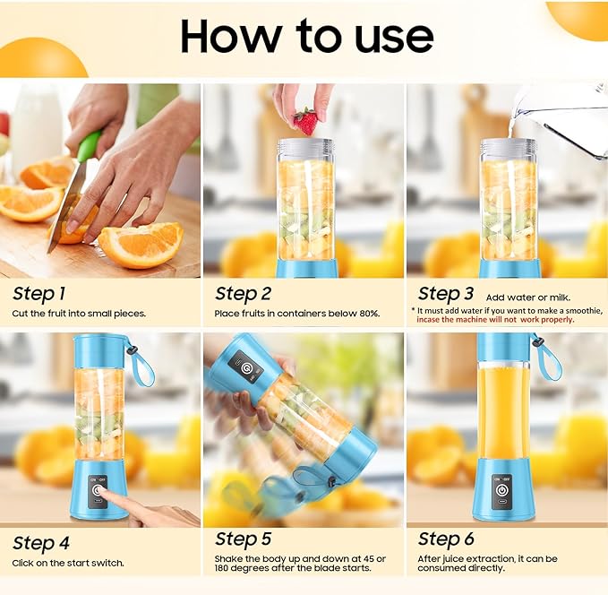 Portable Personal Size Mini Blender - 2025 Upgraded Cordless Blender for Smoothies & Shakes, Type-C Rechargeable, 380Ml Traveling BAP Free Juicer Cup for Sports/Travel/Home, 20000Rpm/Min Speed