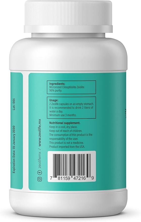 Zeolite-Activated 1 Gram per Capsule Micronized Clinoptilolite 96% Purity. Ultra FINE