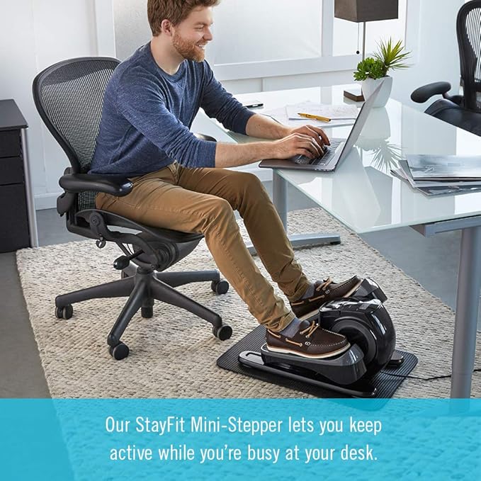 Homedics StayFit Mini-Stepper - Fitness Step Machine with Mat and Preset Exercise Programs – Portable Stair Stepper Perfect for Home Office