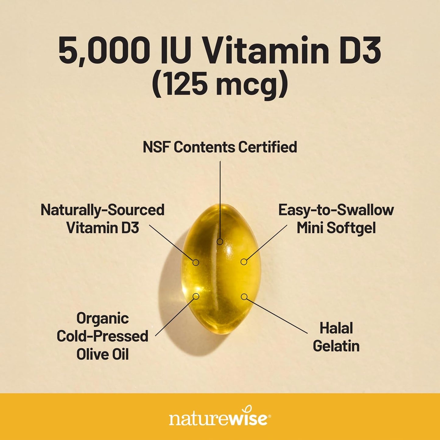 NatureWise Vitamin D3 5000iu 1 Year Supply for Immune Support, Healthy Muscle Function, and Bone Health - Non-GMO, Gluten Free in Organic Extra Virgin Olive Oil, , 360 Count