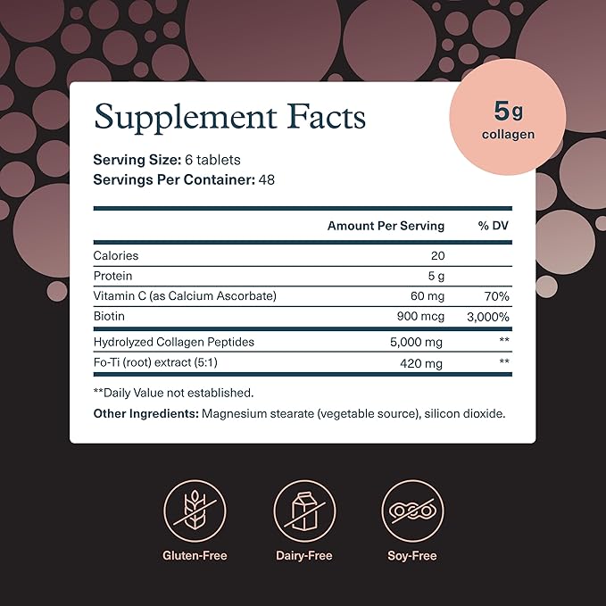 Youtheory Men's Collagen - 5,000 mg Collagen - Daily Collagen Supplements for Men - Hair & Skin Support* - Gluten, Soy & Dairy Free - 290 Tablets