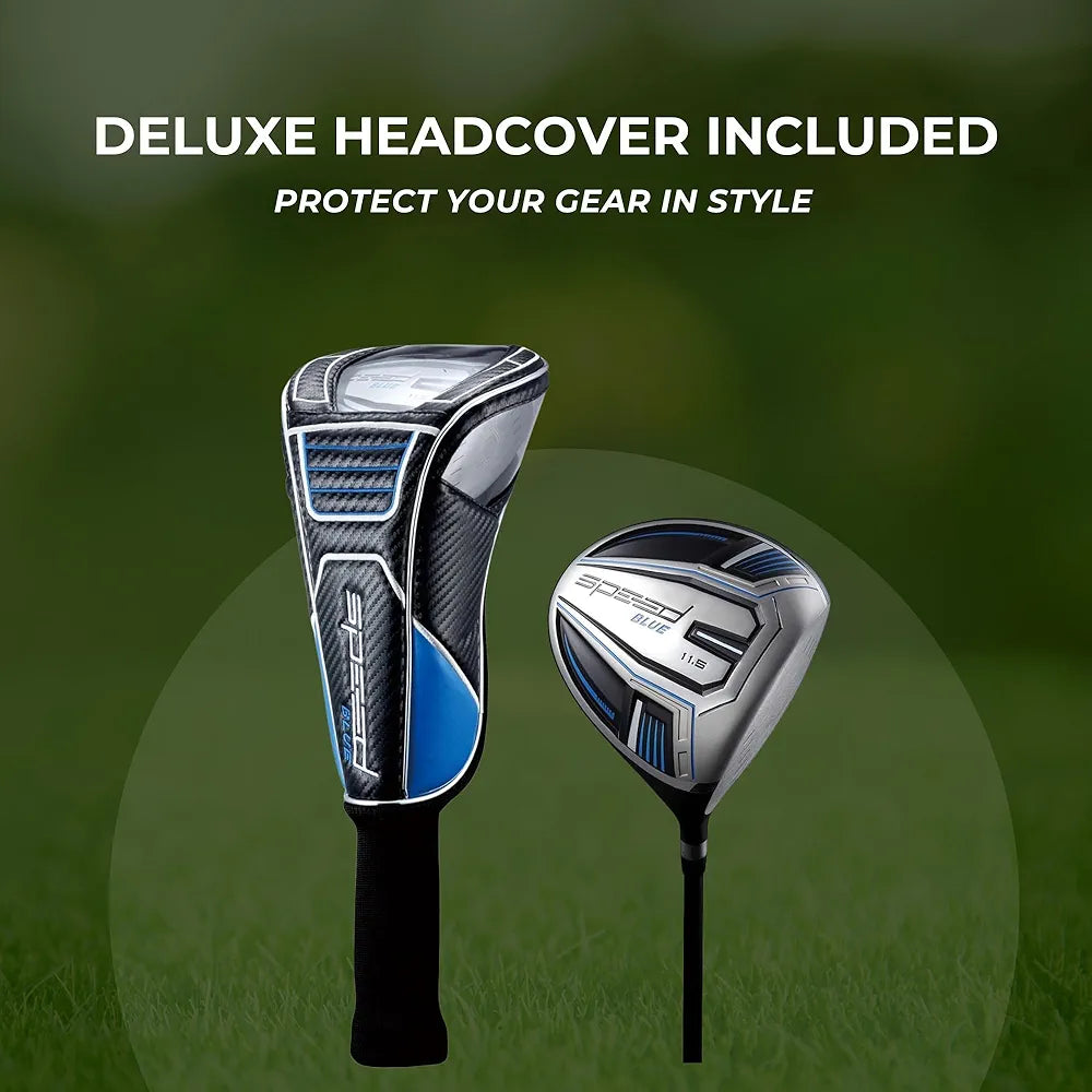 Speed Titanium Driver Golf Club, 10°, 11.5°, 12.5° Loft , Ultra Lightweight Graphite Shaft, Oversized Sweet Spot, Aerodynamic Design, USGA Conforming Mens Golf Driver + Deluxe Headcover