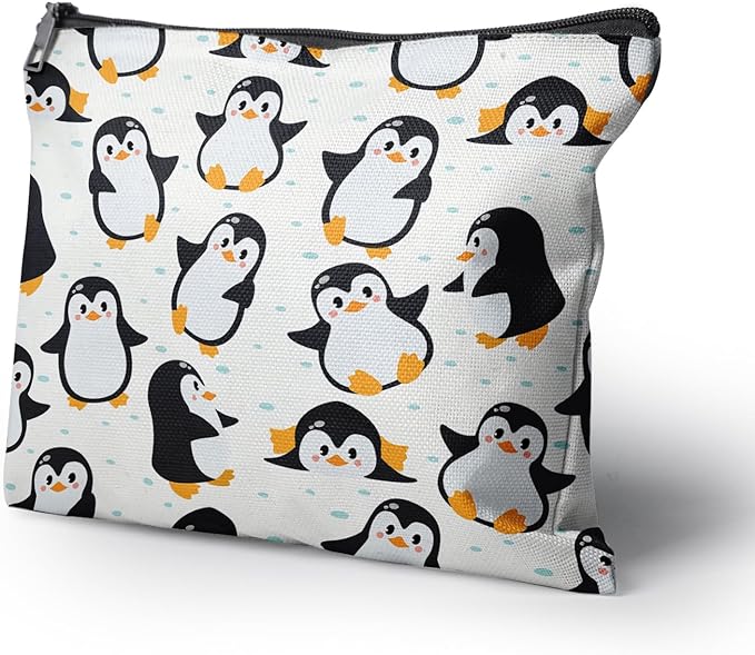 Cafl Cute Penguins Makeup Bag Penguin Cosmetic Bag for Women Large Capacity Make Up Bag Portable Travel Toiletry Pouch Organizer 10 * 8inch
