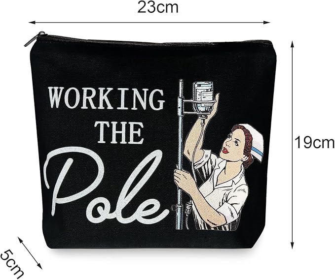 ER Nurse Gift,Nurse Gifts for Women Funny Makeup Bags,Working The Pole,Gifts for Nurses Pencil Makeup Pouch Bag with Zipper, Nurse Graduation Gift,Nurses Day Gift,RN Nursing Bag for Work,Black