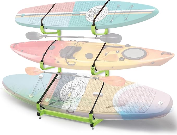 Rockland Large Kayak Storage Rack, 300 LBS Capacity, Holds 3 Kayaks, 48"x56"x82", Heavy Duty Freestanding Stand Kayak Rack for Canoe, SUP, Paddleboard, Indoor Garage & Outdoor Use, DIY-Friendly