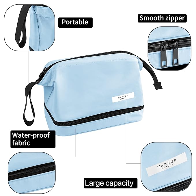 Travel Makeup Bag Cosmetic Bag Makeup Bag Toiletry bag for women and men (Large Blue)