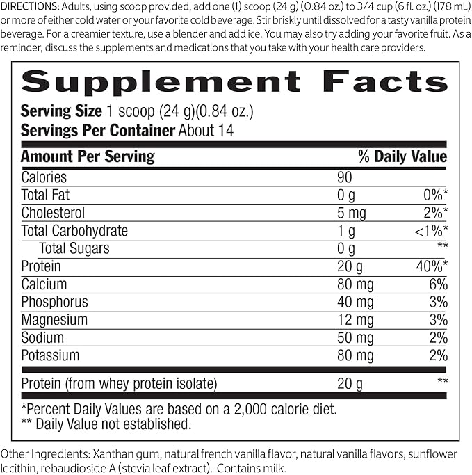 Biochem 100% Whey Sugar-Free Vanilla 20g, 11.8oz, Certified Vegetarian, Certified Gluten Free, Certified Non-GMO Tested, Keto Friendly, Grass-Fed…