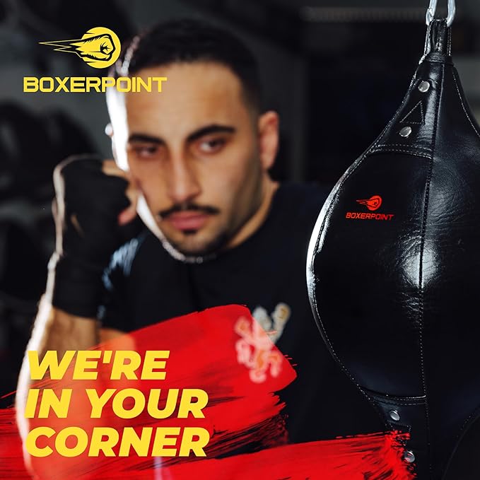 Boxerpoint Bag for Boxing - Premium Punching Bags - Durable PU Leather & Adjustable Cords Double Ended Punching Bag, Speed Bags for Adults & Kids, Boxing Equipment