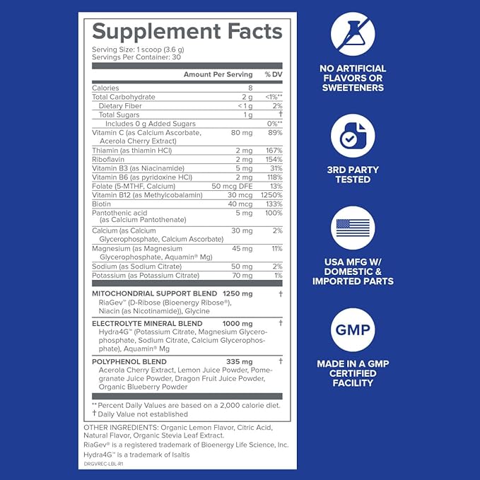 Gundry MD Vital Recharge Supplement Powder - Advanced Energy Formula with Electrolytes - Supports ATP Supply - 30 Servings