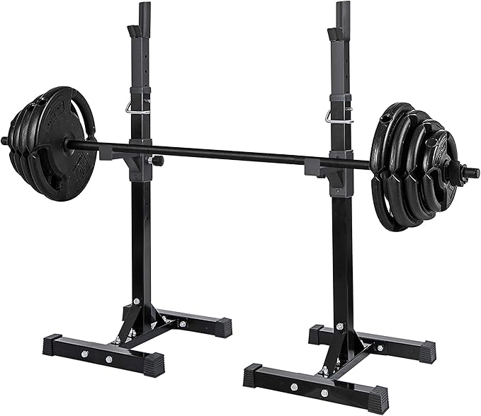 ANT MARCH Pair of Adjustable Height 40"-66" Portable Dumbbell Racks Sturdy Steel Squat Rack Barbell Free Bench Press Stands Home Gym Load 550Lbs Dipping Station