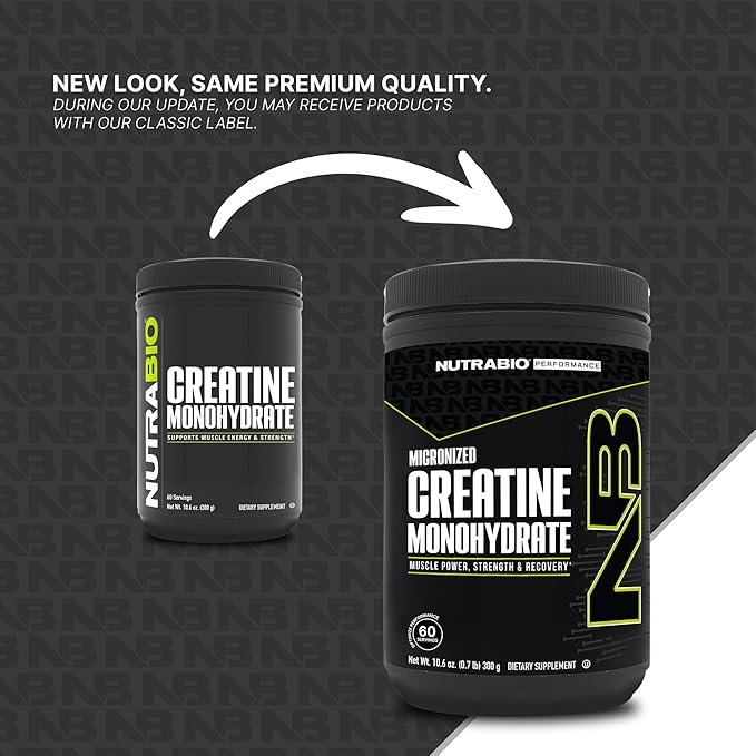 NutraBio Pure Creatine Monohydrate Powder Supplement, Unflavored, (300 g) - Supports Bulk Muscle Energy, Recovery, and Strength - HPLC Tested Pure Grade Creatine Powder Supplement for Men and Women