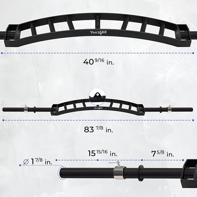 Yes4All Multi Grip Barbell & Cable Attachment - 2 Collars,