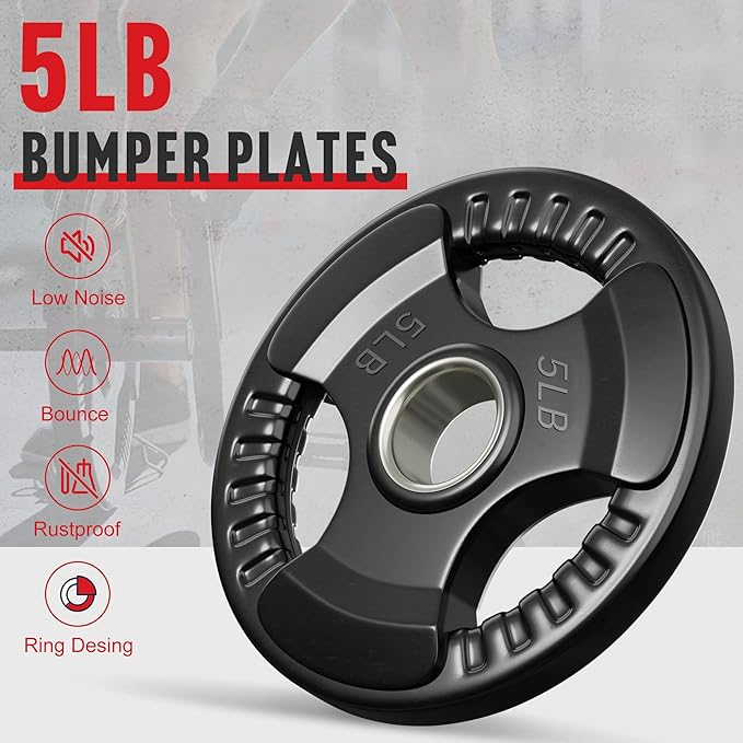 Holleyweb Weight Plates Olympic Rubber Grip Plates 2-Inch