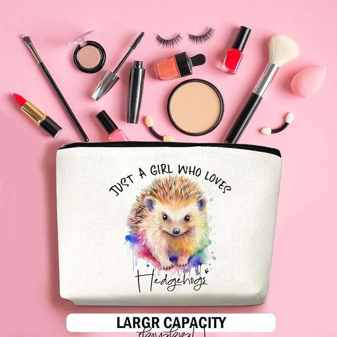 Hedgehog Gifts Makeup Bag, Hedgehog Stuff Cosmetic Bag Travel Organizer Bags Makeup Pouch, Christmas Birthday Animal Lovers Gifts for Women Girls Friends Daughter