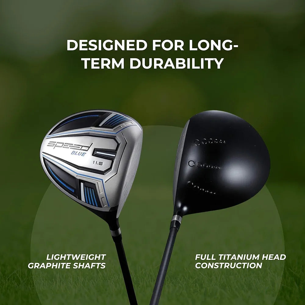 Speed Titanium Driver Golf Club, 10°, 11.5°, 12.5° Loft , Ultra Lightweight Graphite Shaft, Oversized Sweet Spot, Aerodynamic Design, USGA Conforming Mens Golf Driver + Deluxe Headcover