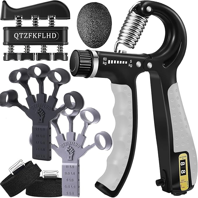 Grip Strength Trainer with Forearm Strengthener Recover(5 PCS)