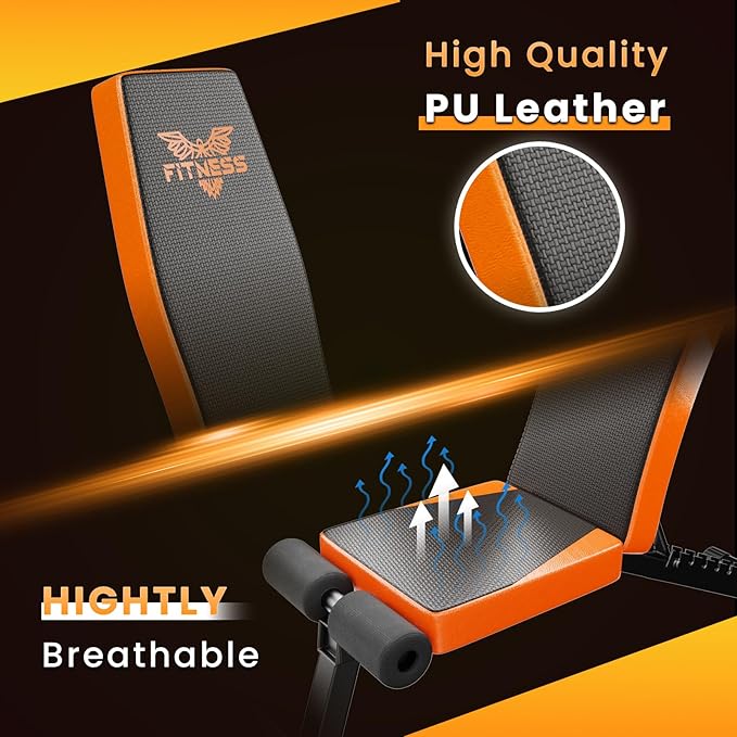 naspaluro Adjustable Weight Bench for Home Gym Foldable 880LB Incline 3-Sec Folding