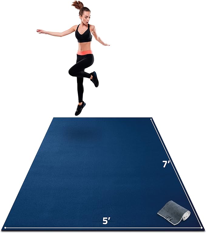 Gorilla Mats Premium Large Exercise Mat – 7' x 5' x 1/4" Ultra Durable, Non-Slip, Workout Mat for Instant Home Gym Flooring – Works Great on Any Floor Type or Carpet – Use With or Without Shoes