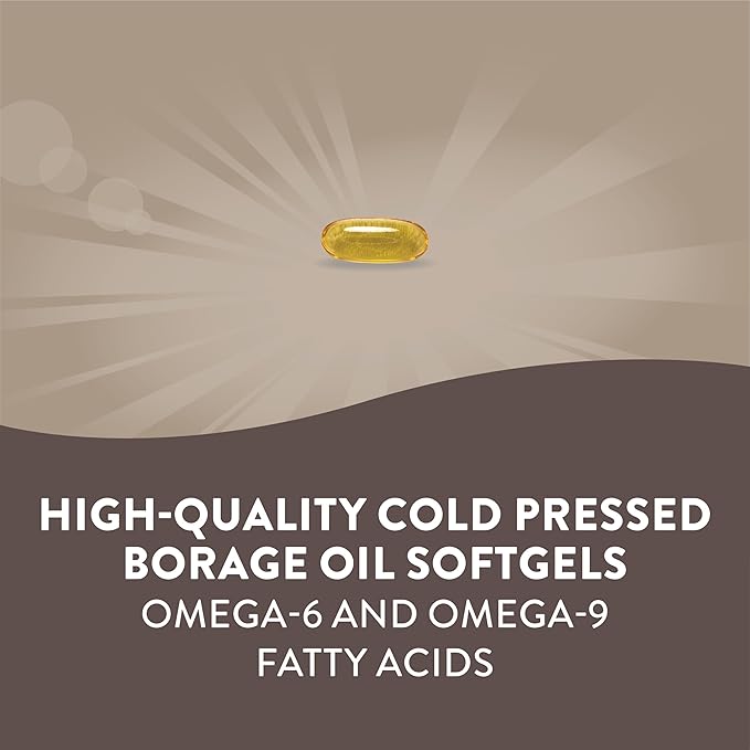 Nature's Way Borage Oil, Cold Pressed & Unrefined, GLA Supplement, 1300mg Per Serving, 60 Softgels
