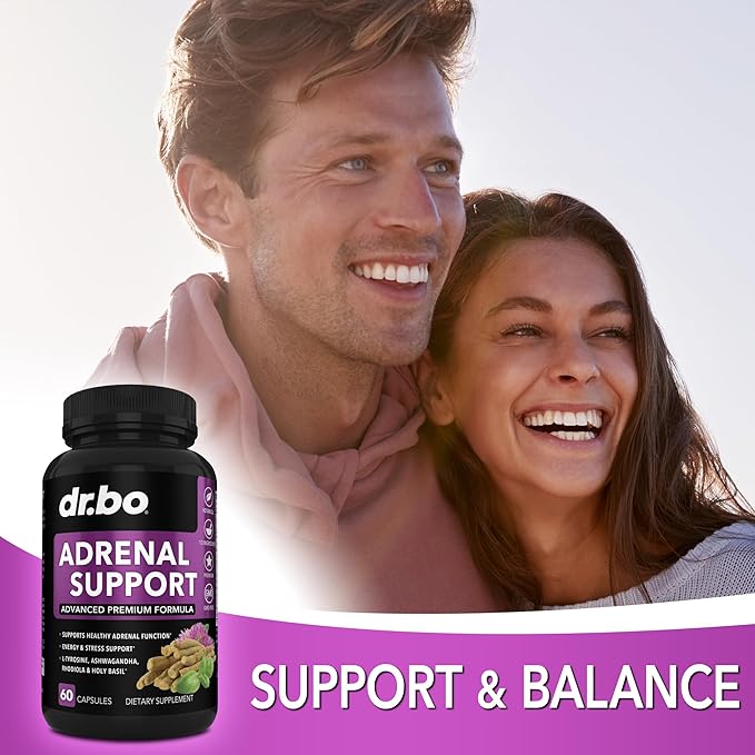 Adrenal Support Cortisol Manager Supplement - Adrenal Fatigue Supplements for Women & Men with Natural Adaptogen Ashwagandha Holy Basil Rhodiola L Tyrosine Complex Adrenal Cortisol Health - 60 Pills