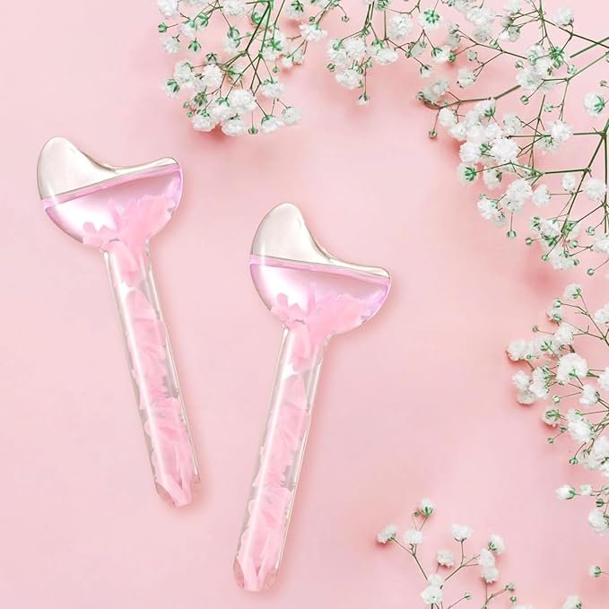Ice Globes - Tighten Skin and Reduce Puffiness, Facial Cold or Hot Skin Massagers, Enhance Circulation for Face (Pink)