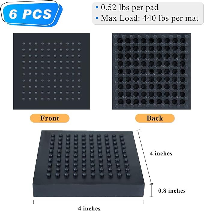 BXI Exercise Equipment Mat - 4 x 4 0.8 Inches 6 Pcs