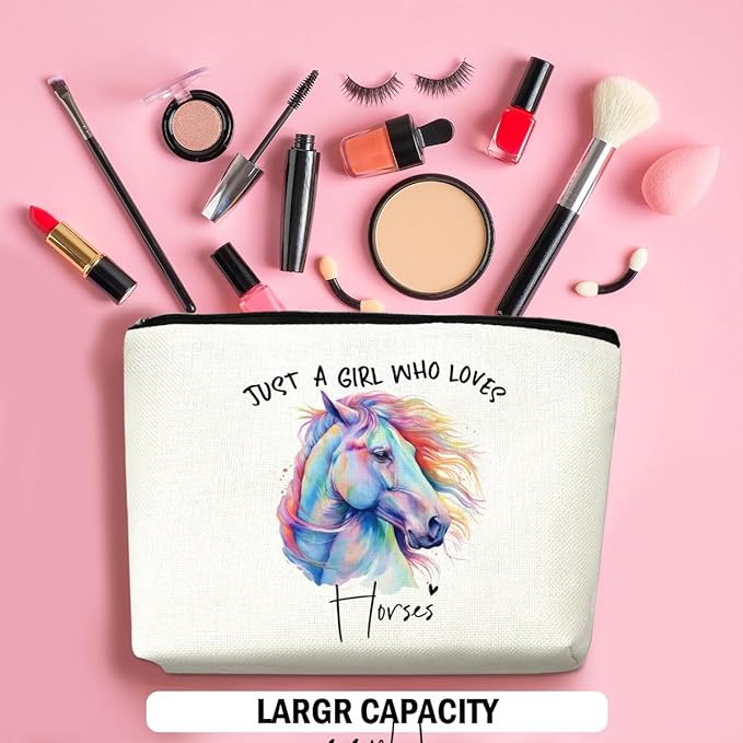 Horse Gifts for Women Makeup Bag, Horse Stuff Cosmetic Bag Travel Organizer Bags Makeup Pouch, Christmas Birthday Animal Lovers Gifts for Horse Lovers Women Girls Friends