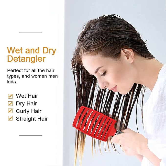 Hair Brush, Magical Detangling Brush, Vented Hair Brush for Wet or Dry Detangling, Fast Drying Styling Massage Hairbrush, Gold, Unisex Adults, Teens, Kids, Seniors