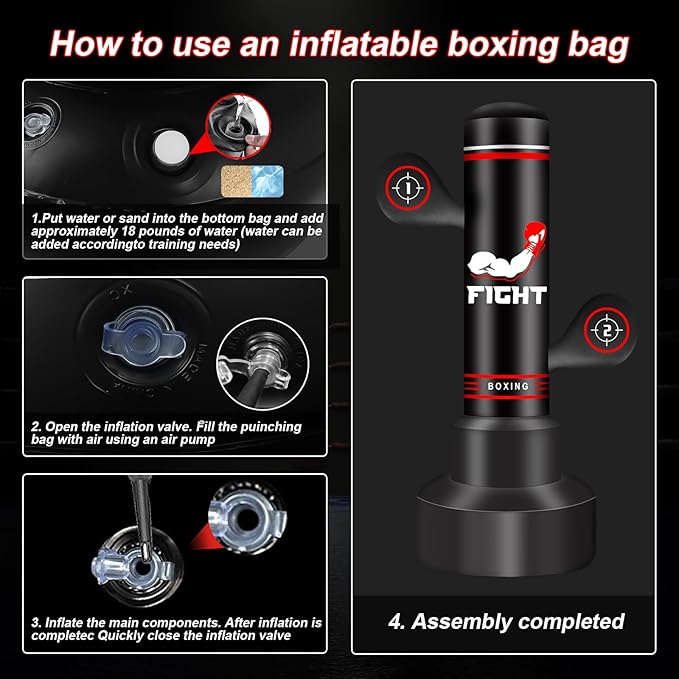 Upgraded Heavy Freestanding Punching Bag for Adults Teens, 70” Standing Punching Bag with Gloves, Pump and Jump Rope, Boxing Reflex Ball, Women Men Kickboxing Bags for Training MMA Fitness Home Gym