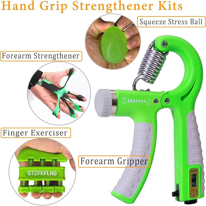 Grip Strength Trainer with Forearm Strengthener Recover(5 PCS)