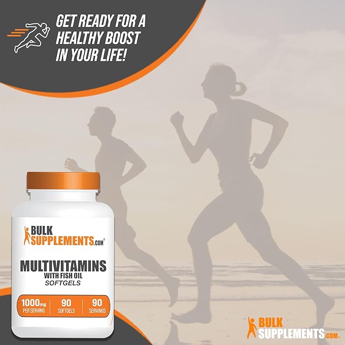 BulkSupplements.com Multivitamin Softgels - Daily Multivitamin, Multimineral Supplement, Multivitamin for Adults wit Fish Oil - Gluten Free, 1 Softgel per Serving, 90 Count (Pack of 1)