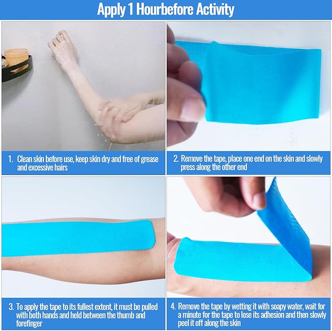 Kinesiology Tape precut (2 Rolls,40 Strips,2" X 10" Strips) Kinesiology Tape Waterproof Breathable Latex Free Tape for Ankle Wrists Knees Running Swimming Elastic Sports Activities Tapes(Beige)