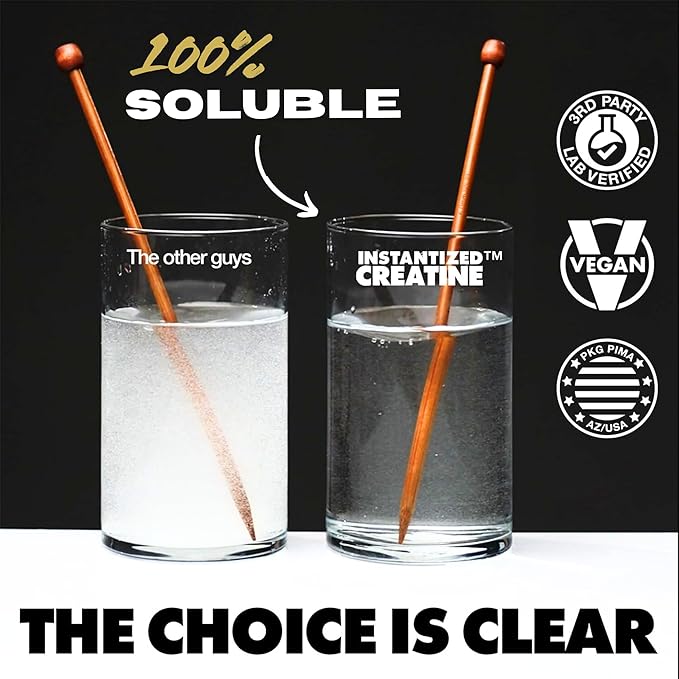Instantized Creatine Monohydrate Gains in Bulk, Worlds First 100% Soluble Creatine for Strength, Performance, and Muscle Building (100 Servings)
