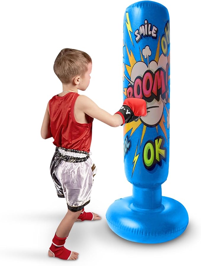 Baiao Punching Bag, Inflatable Kids Boxing Bag for Kids 3-12, Boxing Equipment for Child and Adults, Christmas, Birthday Gifts, Punching Bag Practice Karate, Taekwondo