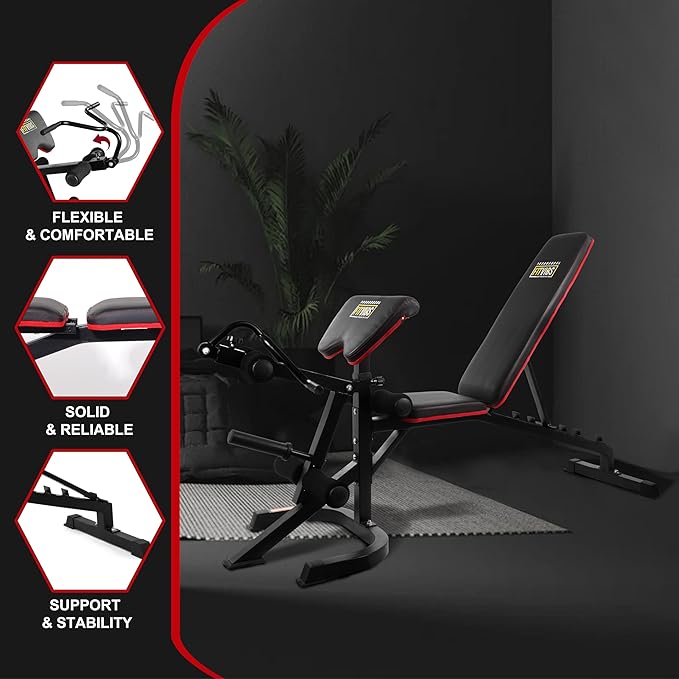 Signature Fitness Multifunctional Workout Station Adjustable Workout Bench 800-Pound Capacity