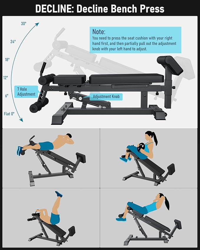 YouTen Adjustable Weight Bench 1500LBS Heavy Duty Commercial 3 Way 2023 New